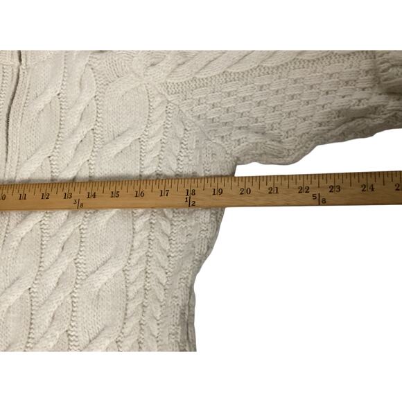 Aran Woollen Mills women’s Wool Cardigan Mock Turtleneck Full Zip size M cream - Picture 7 of 10